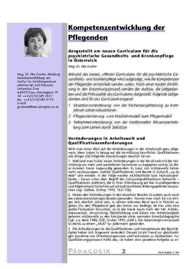 Kompetenzentwicklung der Pflegenden