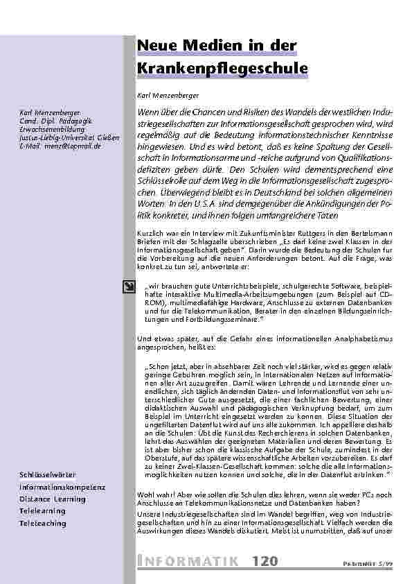 Neue Medien in der Krankenpflegeschule