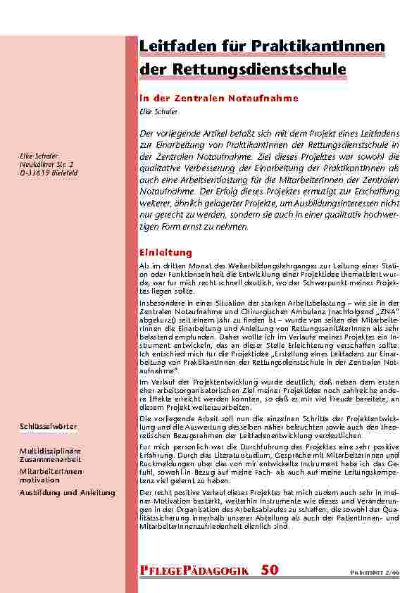 Leitfaden für PraktikantInnen der Rettungsdienstschule
