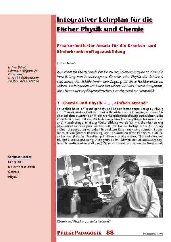 Integrativer Lehrplan für die Fächer Physik und Chemie