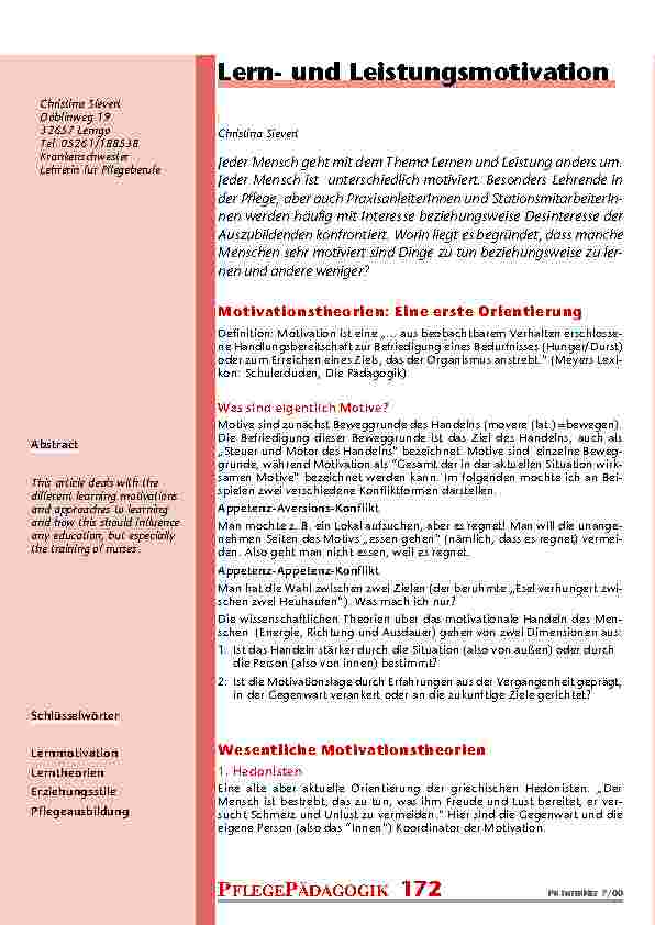 Lernund Leistungsmotivation