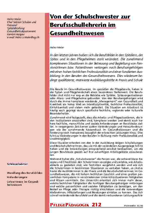 Von der Schulschwester zur Berufsschullehrerin im Gesundheitswesen