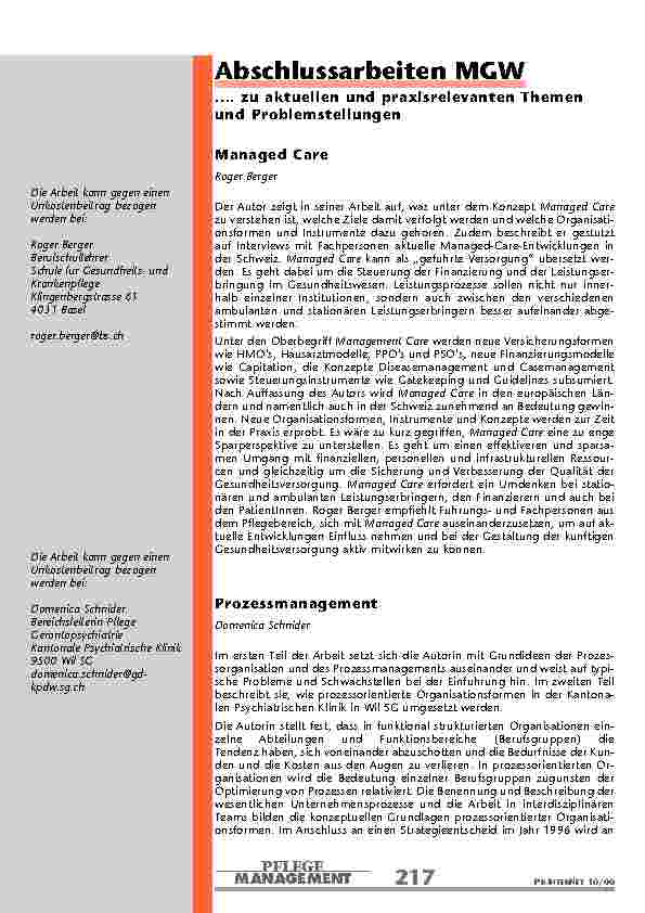 Abschlussarbeiten MGW
