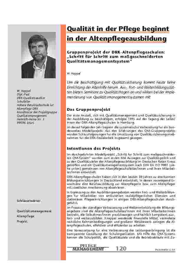 Qualität in der Pflege beginnt in der Altenpflegeausbildung
