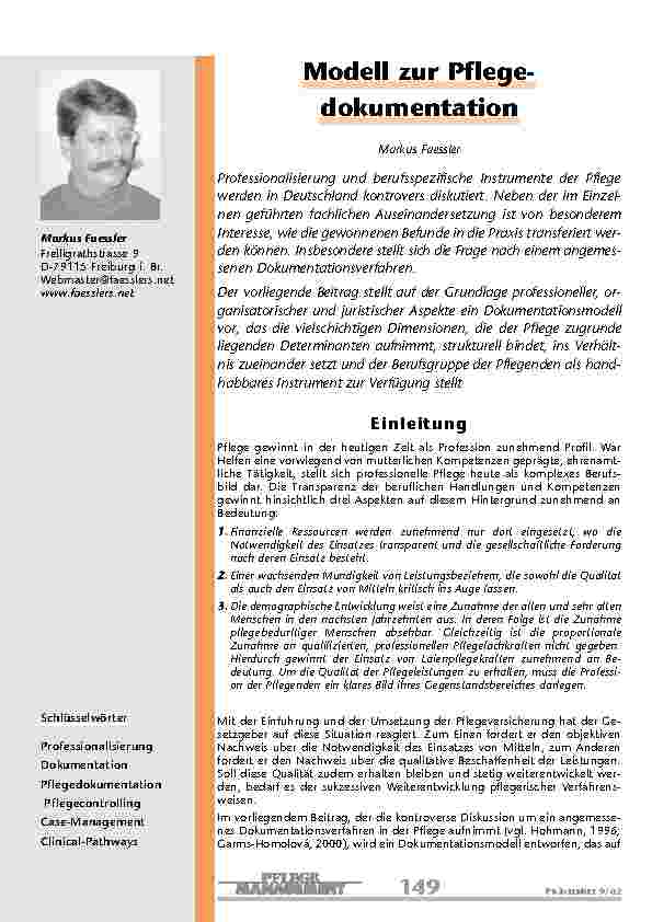 Modell zur Pflegedokumentation