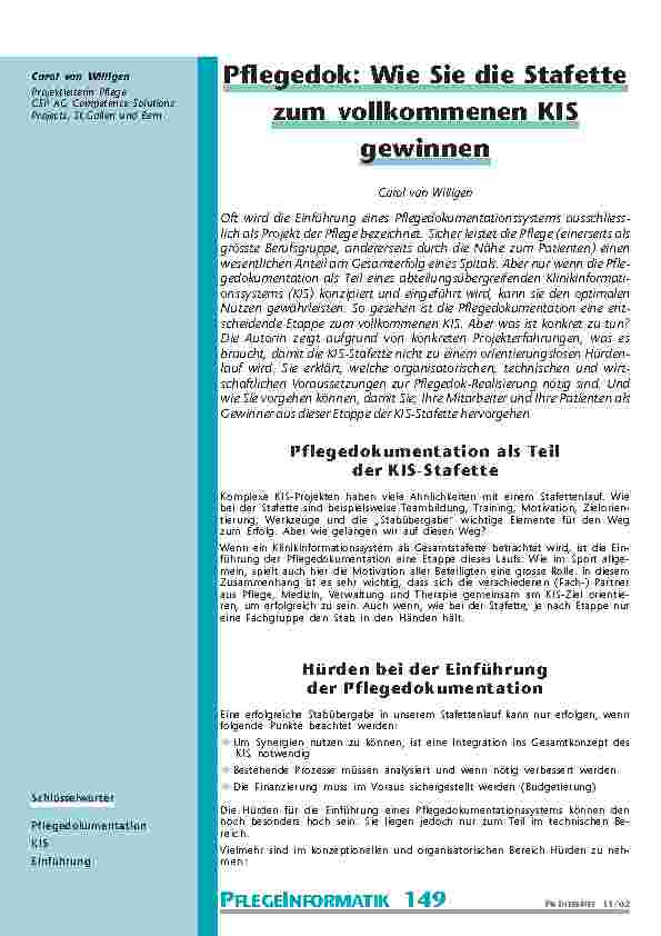 Pflegedok: Wie Sie die Stafette zum vollkommenen KIS gewinnen