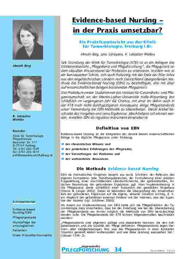 Evidence-based Nursing – in der Praxis umsetzbar?