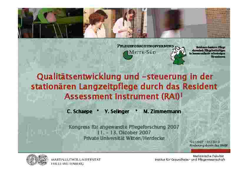 Qualitätsentwicklung und -steuerung in der stationären Langzeitpflege durch das Resident Assessment Instrument (RAI)