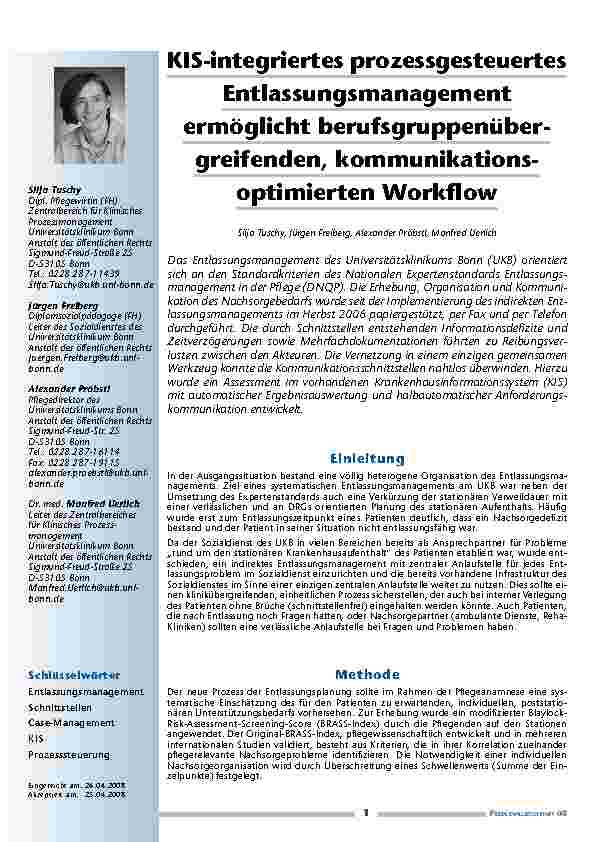 KIS-integriertes prozessgesteuertes Entlassungsmanagement ermöglicht berufsgruppenübergreifenden, kommunikationsoptimierten Workflow