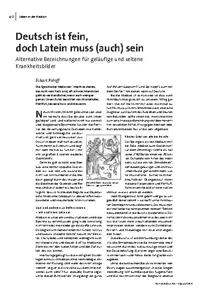 Deutsch ist fein, doch Latein muss (auch) sein. Alternative Bezeichnungen für geläufige und seltene Krankheitsbilder.
