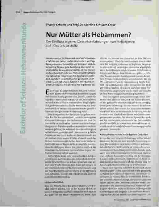 Nur Mütter als Hebammen? Der Einfluss eigener Geburtserfahrungen von Hebammen auf ihre Geburtshilfe