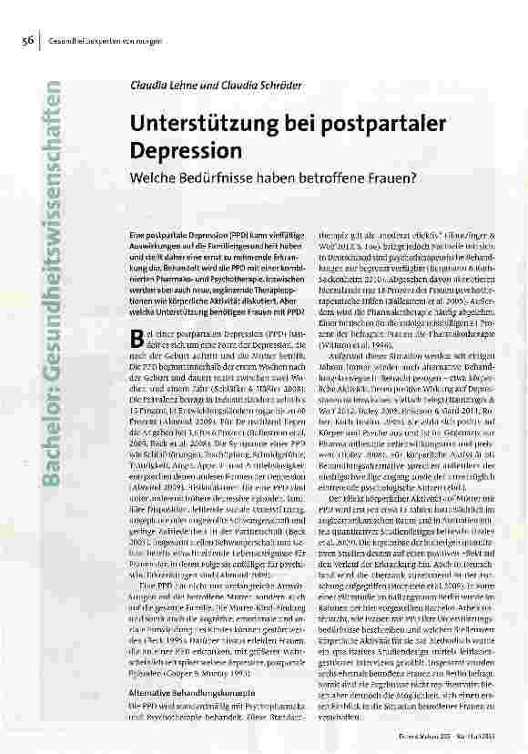 Unterstützung bei postpartaler Depression