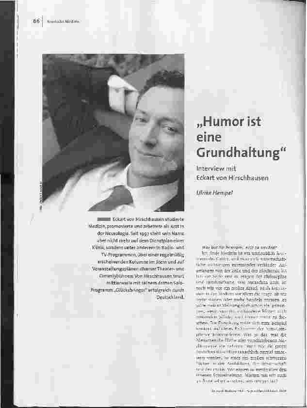 Humorist ist eine Grundhaltung
