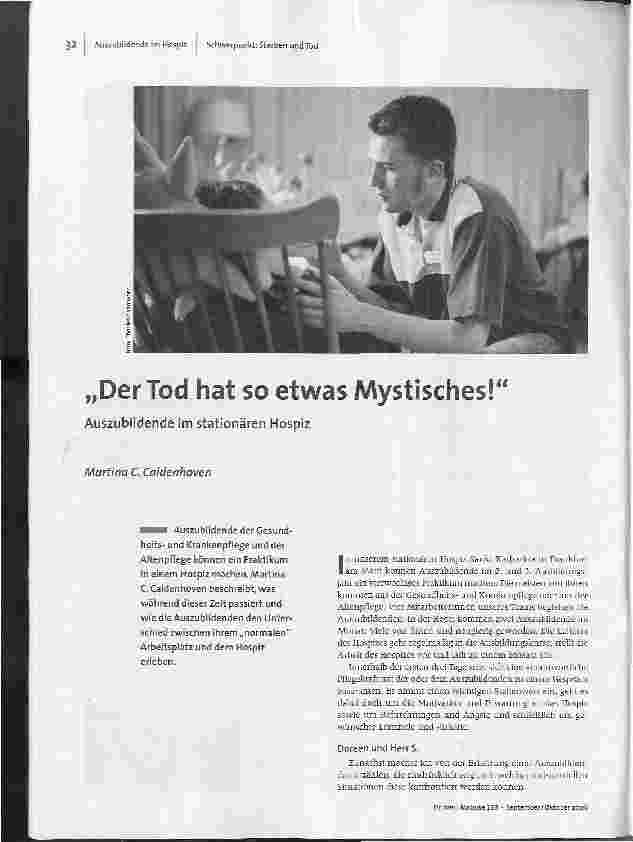 Der Tod hat so etwas Mystisches! - Auszubildende im stationären Hospiz