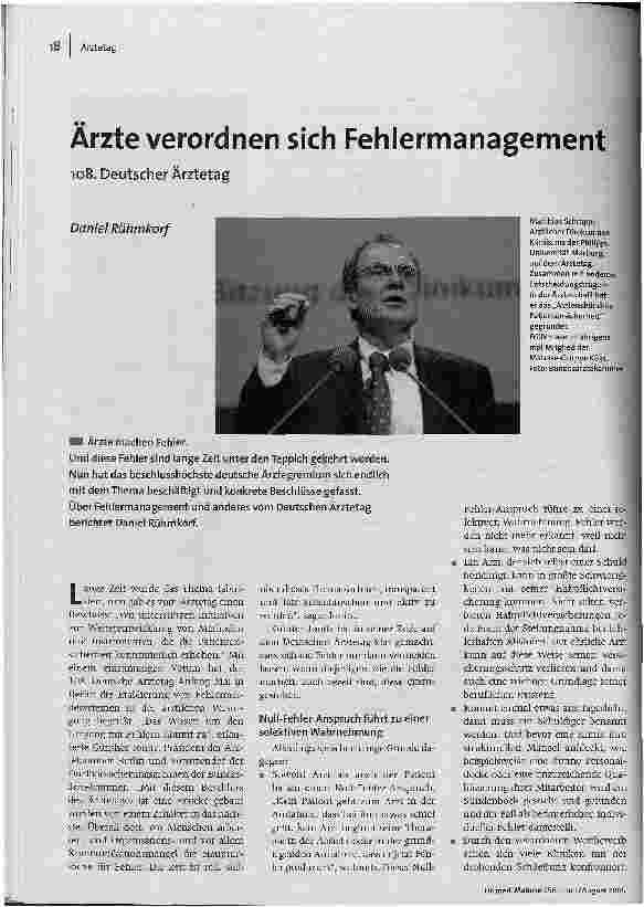 Ärzte verordnen sich Fehlermanagement108. Deutscher Ärztetag