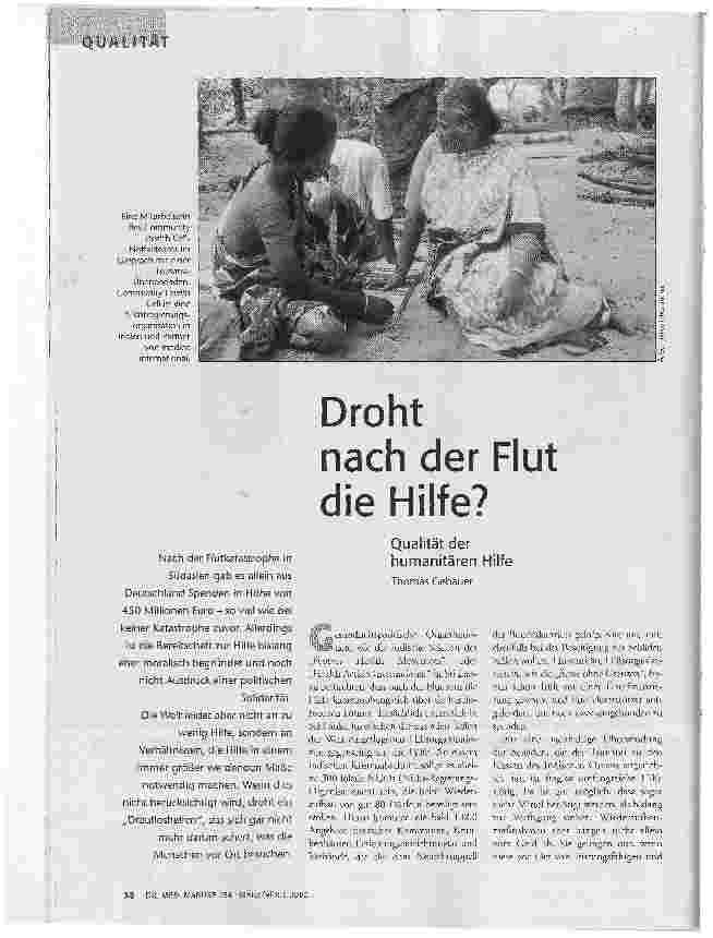 Droht nach der Flut die Hilfe? Qualität der humanitären Hilfe