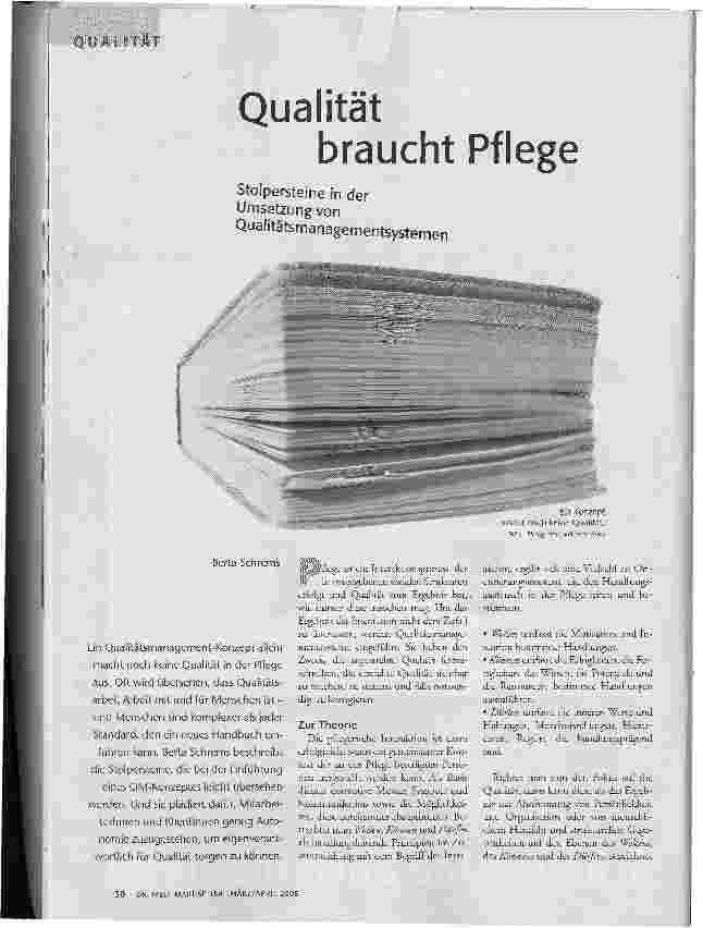 Qualität braucht Pflege. Stolpersteine in der Umsetzung vonQualitätsmanagementsystemen