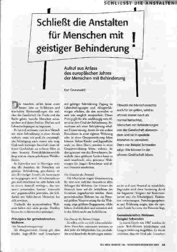 Schließt die Anstalten für Menschen mit geistiger Behinderung!