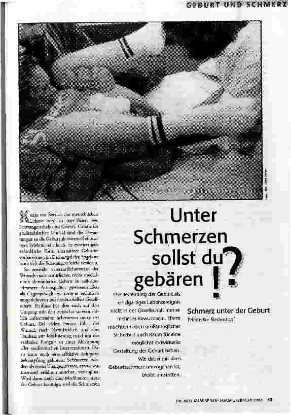 Unter Schmerzen sollst du gebären!? Schmerz unter der Geburt