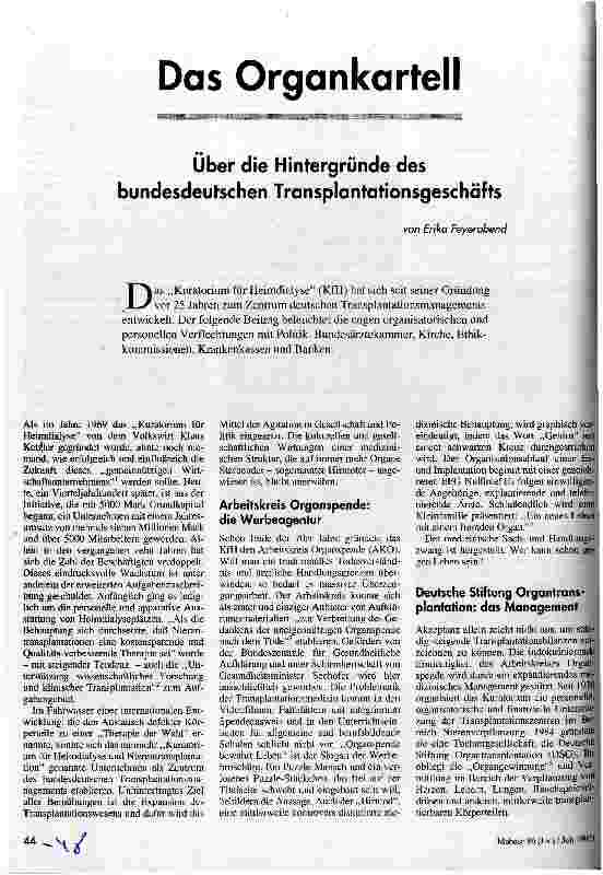 Das Organkartell Über die Hintergründe des bundesdeutschen Transplantationsgeschäfts