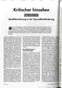 Kritischer hinsehen Qualitätssicherung in der Gesundheitsförderung