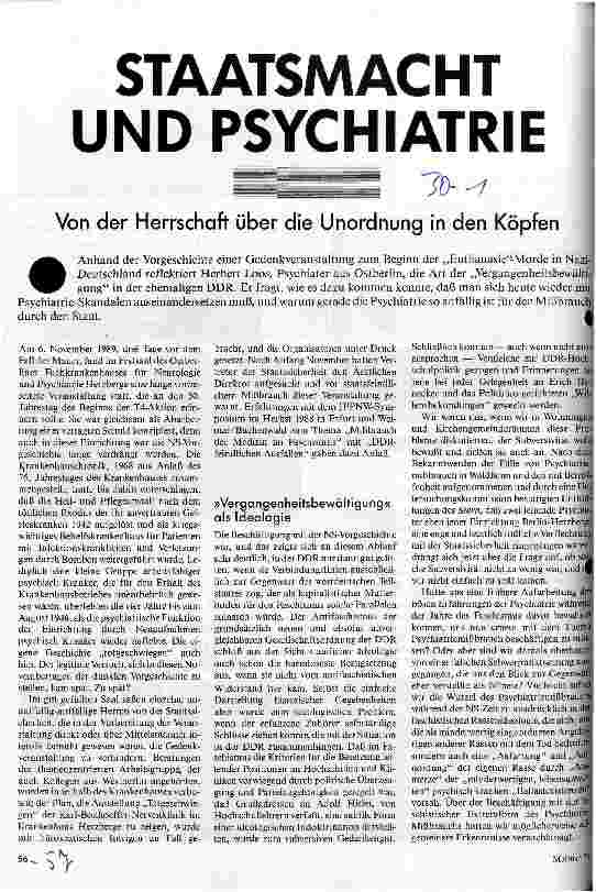 Staatsmacht und Psychiatrie Von der Herrschaft über die Unordnung in den Köpfen