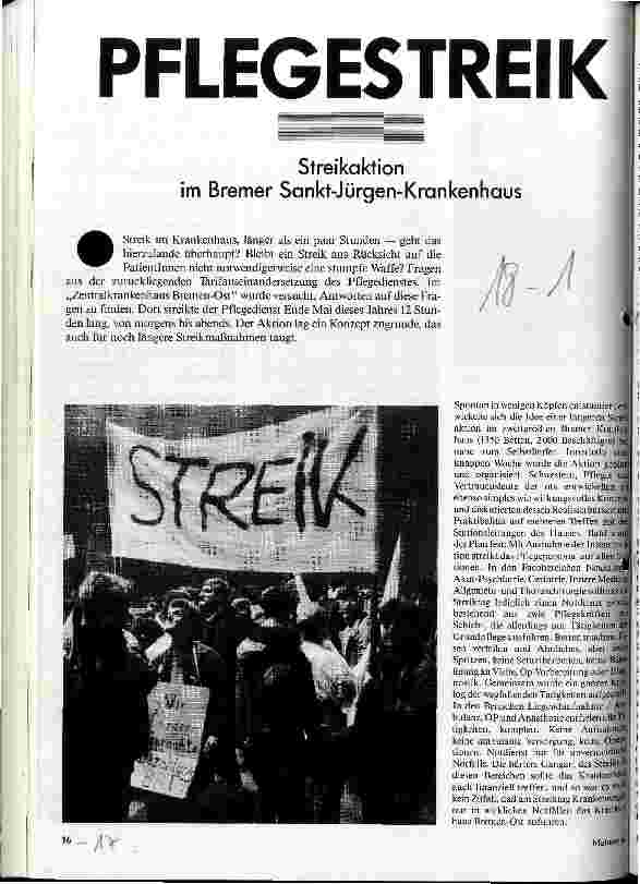 Pflegestreik Streikaktion im Bremer Sankt-Jürgen-Krankenhaus