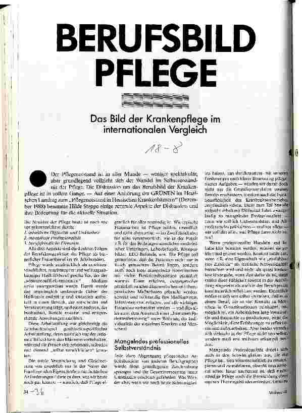 Berufsbild Pflege Das Bild der Krankenpflege im internationalen Vergleich