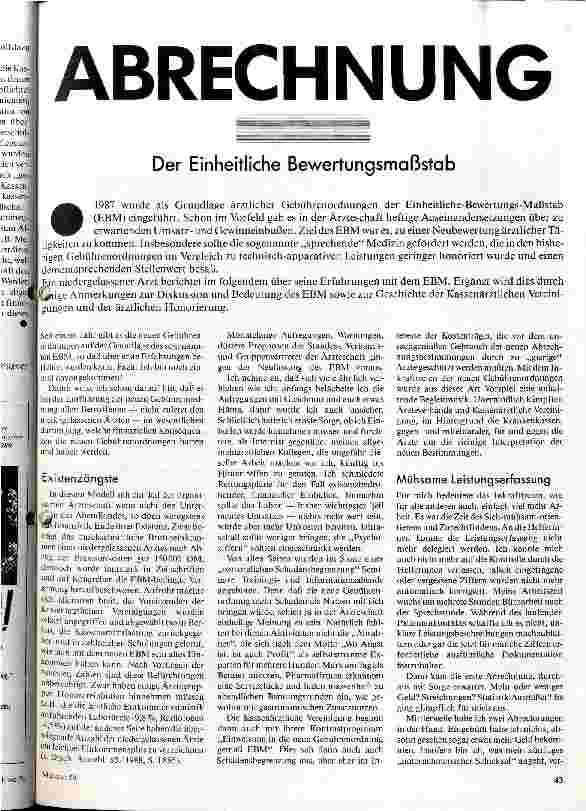 Abrechnung Der Einheitliche Bewertungsmaßstab