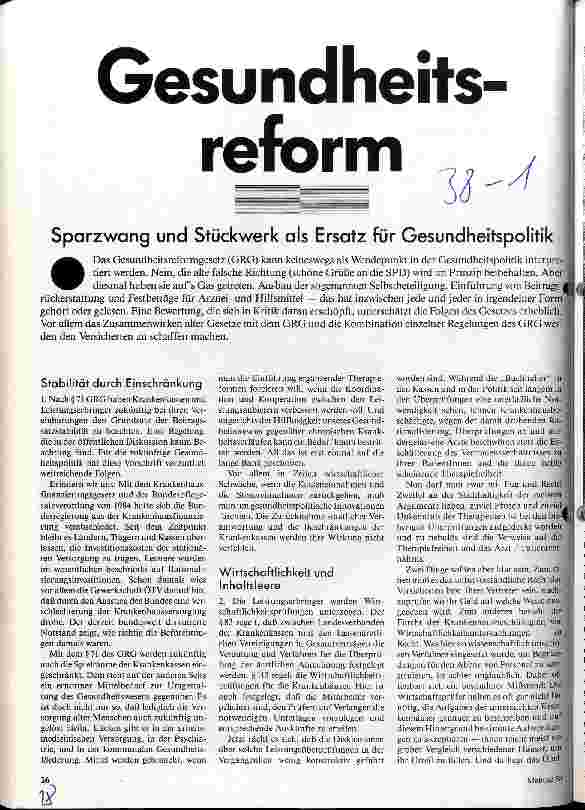Gesundheitsreform Sparzwang und Stückwerk als Ersatz für Gesundheitspolitik