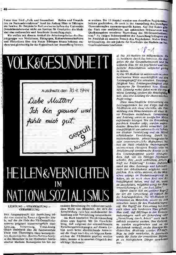 Volk & Gesundheit Heilen & Vernichten im Nationalsozialismus