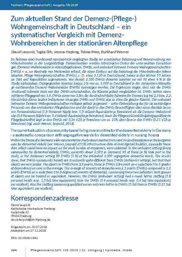 Demenz und Langzeitpflege